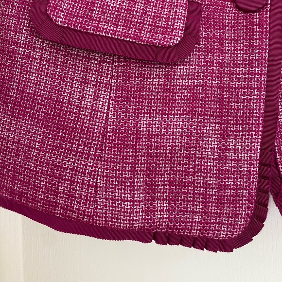 Talbots 3/4 Sleeve Fuschia Tweed Jacket - Picture 4 of 6